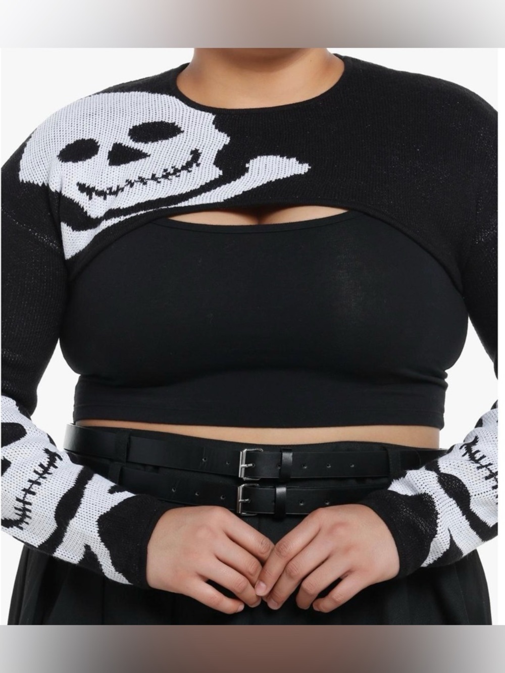 NWT Skull Motif Black & White Cropped Bolero Shrug
